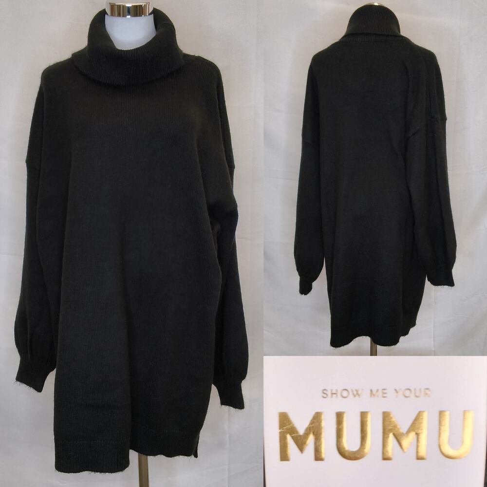 Show Me Your MuMu Chester Sweater Dress Women's XL Black Tight Knit #W5691